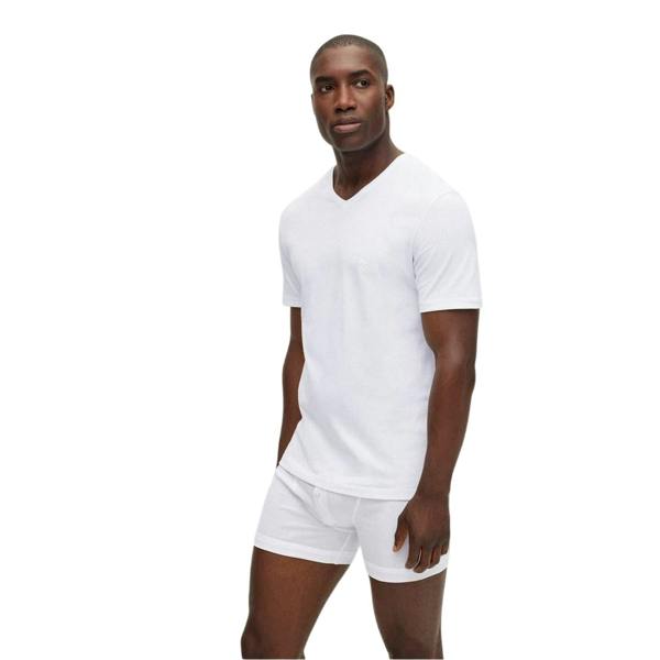 Boss Mens Logo V Neck T-Shirt (Pack of 3) - White - 