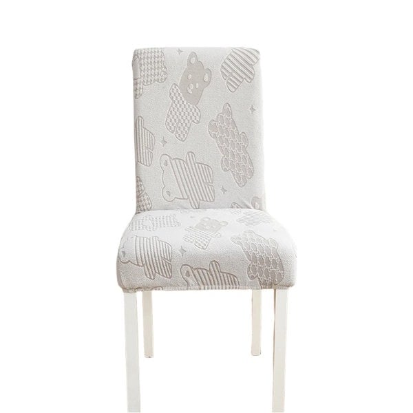 Anyseat Chair Cover Light Grey Bear Design with Anti-Dirt and Elastic Material for Dining Room Kitchen Wedding Hotel Banquet Restaurant