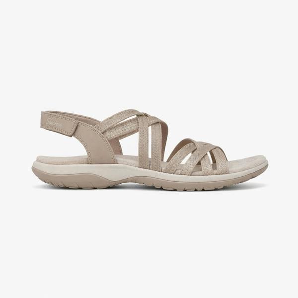 Skechers REGGAE SLIM - SUMMER GETAWAY Cross Strap Sandals in Taupe