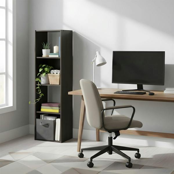 WALPLUS Elegant Pelli Cubic Storage Cabinet, 4x1, Espresso for Bedroom
