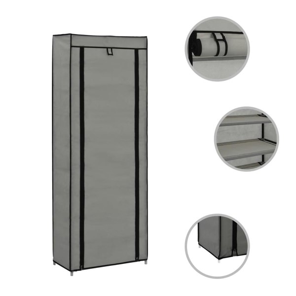 Berkfield Shoe Cabinet with Cover Grey 57x29x162 cm Fabric