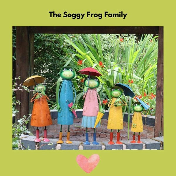 EDH Door Hardware Small Metal Yellow Soggy Froggy (28.5cm x 12.5cm x 7cm) – Quirky Handcrafted Frog Garden Ornament –  Metal Frog Statue for Outdoor