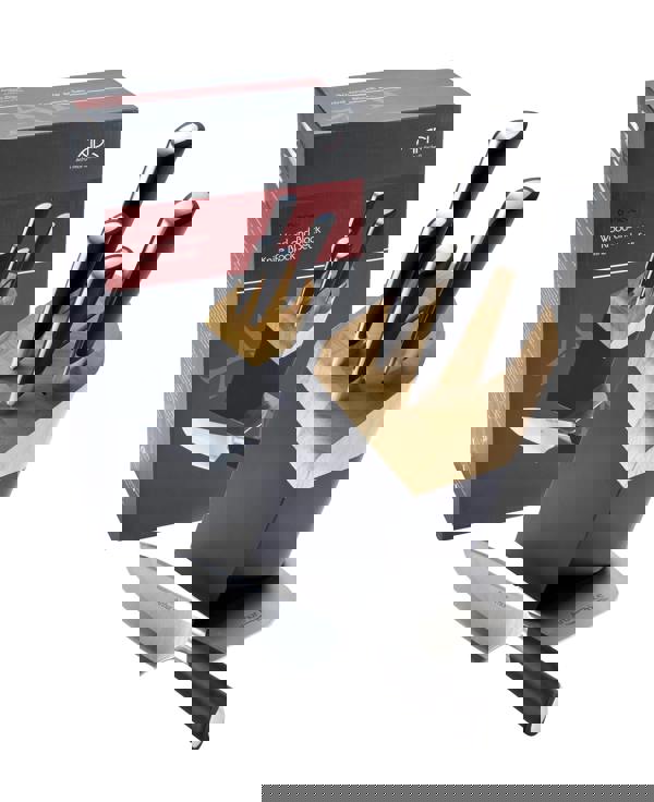 Arthur Price Kitchen 6 Piece Black and Wooden Knife Block Set