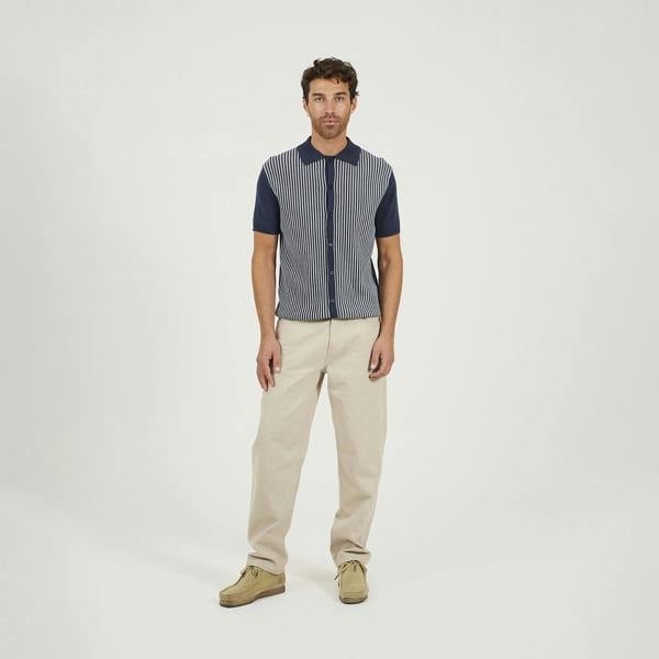 Brave Soul Navy Knitted Short Sleeve Shirt - Navy Image 3