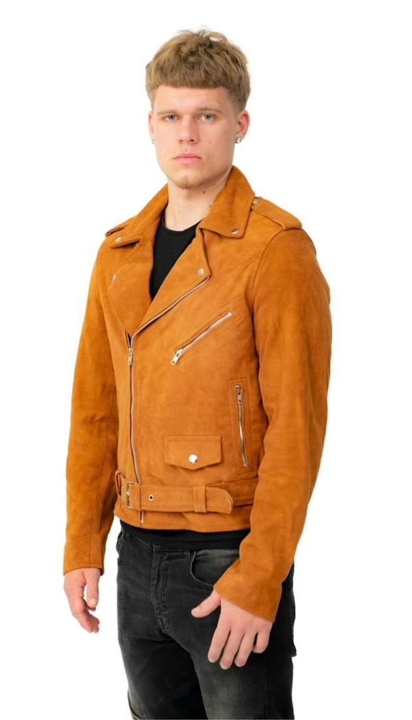 Infinity Leather Mens Goat Suede Leather Brando Biker Jacket-Melbourne