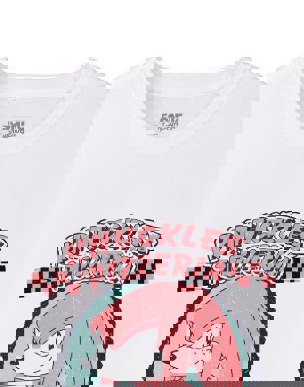 Sonic the Hedgehog Mens White Knuckles Pizza Short Sleeved T-Shirt