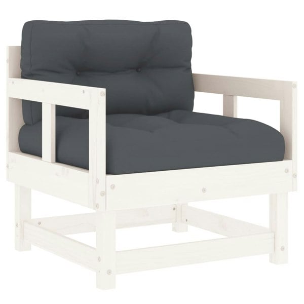 Berkfield Garden Chairs with Cushions 2 pcs White Solid Wood Pine
