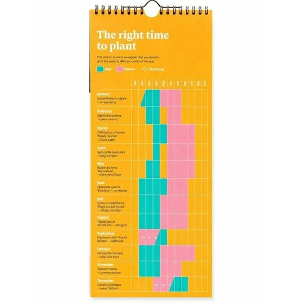 RHS, Plantable Flower Slim Calendar 2027, Wall Calendars, Month To View, Lifestyle, Gift