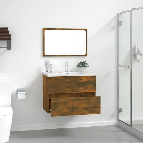 Berkfield 2 Piece Bathroom Furniture Set Smoked Oak Engineered Wood