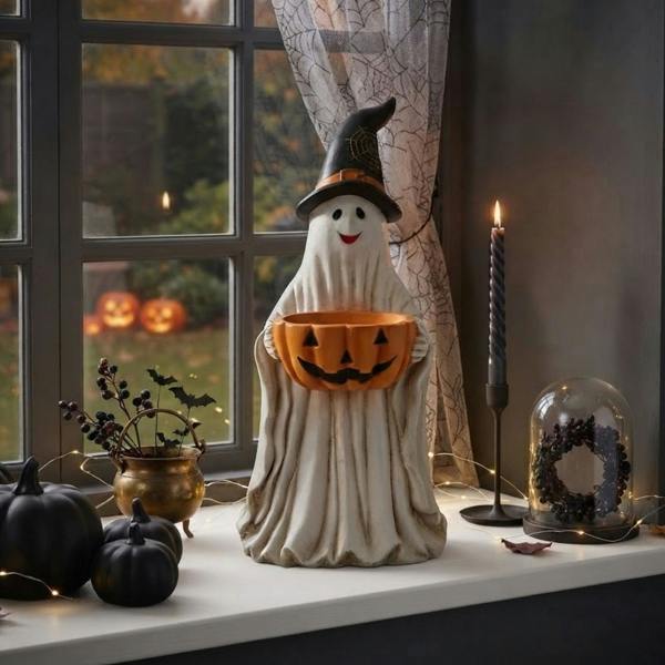 Garden Greatness Tall Halloween Ghost Pumpkin Ornament