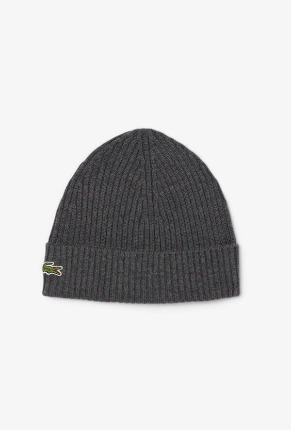 Lacoste Men's Rib Knit Brushed Wool Beanie - One Size - Dark Grey
