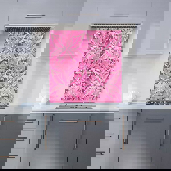 Warren Reed - Designer Pink Abstract Floral Design Kitchen Splashback
