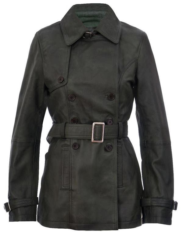 Womens Mid Length Leather Trench Coat -Oakham - Upperclass Fashions 