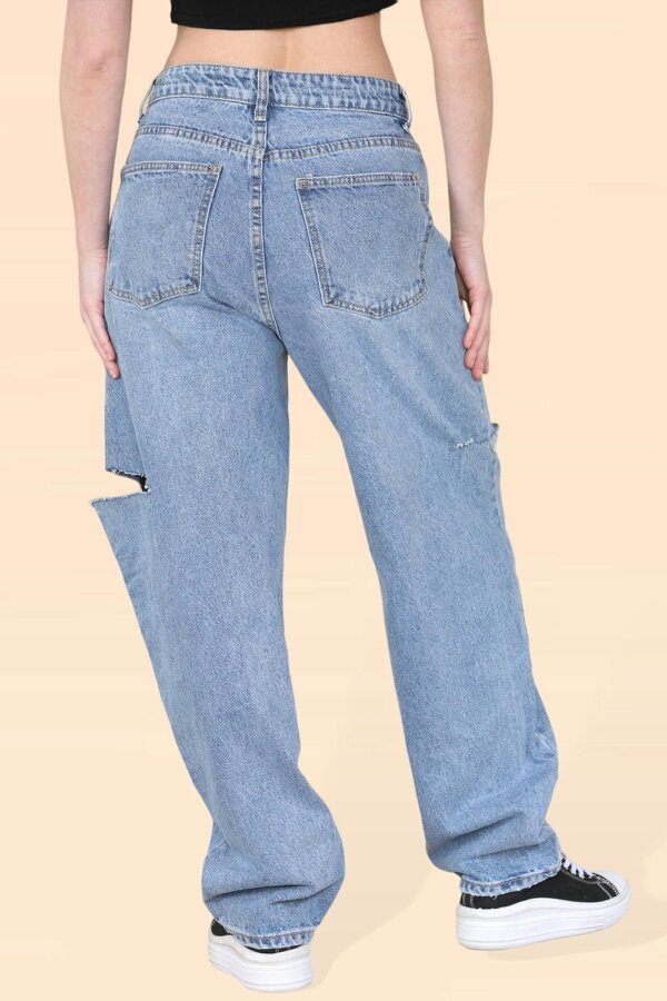 Elaina Fashion Women’s Denim Blue High Waist Loose Baggy Boyfriend Jeans