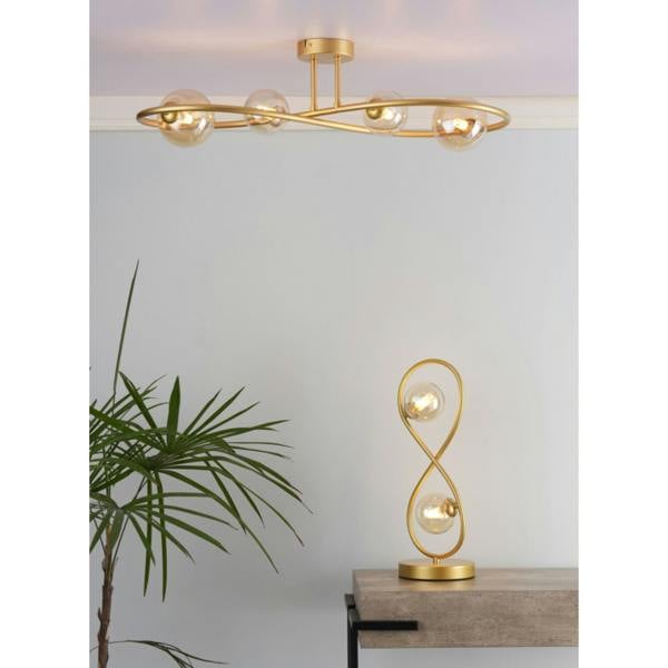 Pagazzi Lighting Lena 4 Light Satin Brass Semi Flush Ceiling Light