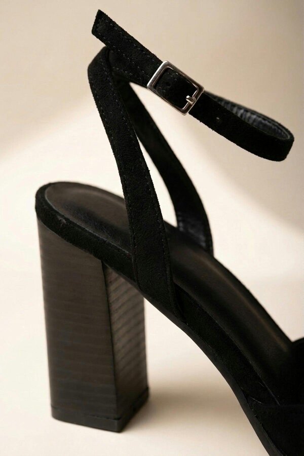 ikrush Edie Faux Suede Ankle Wrap Block Heels