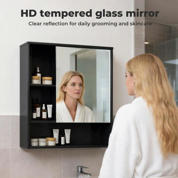Levede Bathroom Mirror Cabinet Wall Mounted Storage Cupboard with Open Shelf
