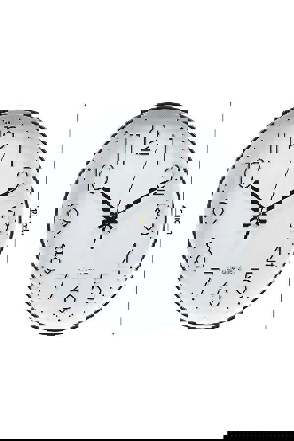 Living and Home 12-Inch Minimalist Wall Clock with Arabic Numerals