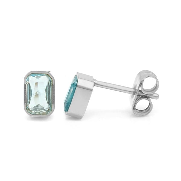 Say It With March Aquamarine Birthstone Earrings - Silver