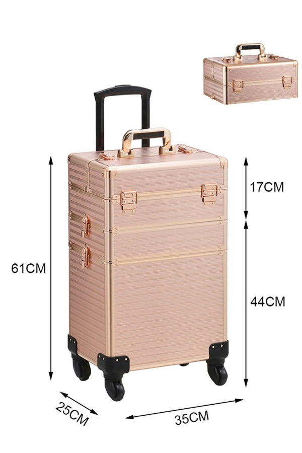 Living and Home 3 in 1 Professional Rolling Cosmetic Train Case Trolley Case Beauty Storage Box for Hairdressing Beauty