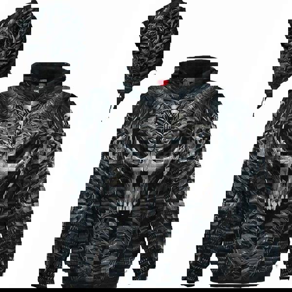 SKULL ARMOUR - Allover Hoody Black - Spiral USA