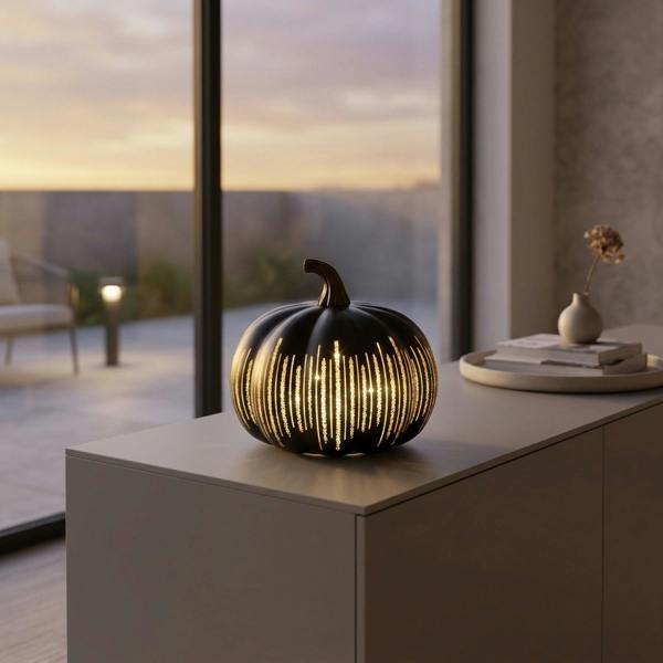 Garden Greatness Autumnal Urban Glass Pumpkin Light