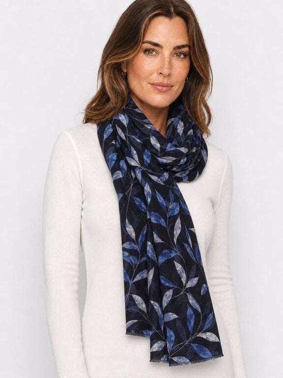 PennyPlain All Over Print Scarf - Navy