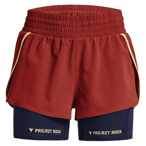 Under Armour Womens/Ladies Project Rock Layered Shorts - Red - 
