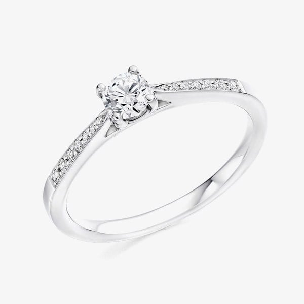 T. H. Baker Platinum 0.23ct Brilliant Cut Shoulder Set Solitaire Ring ENG4293SMT