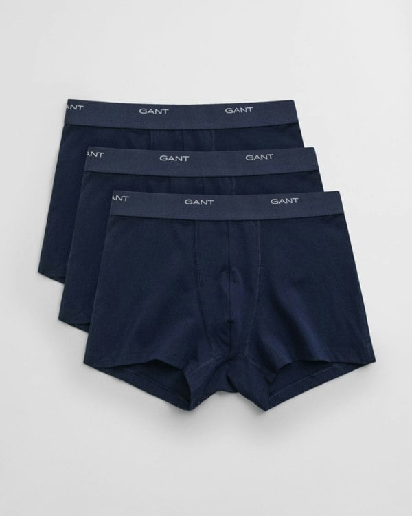 GANT 3-Pack Mens Core Trunks with Logo Waistband - 410 Marine