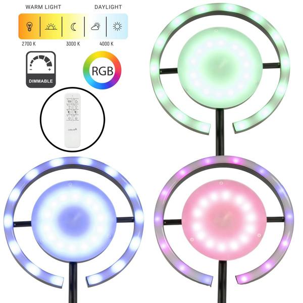 RGB and CCT Modern LED Floor Lamp in Matte Black with Remote Control Image 3