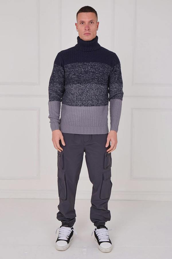 Men's Textured Roll Neck Jumper