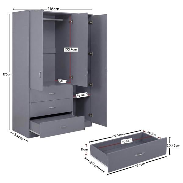 Vida Designs Riano 3 Door 3 Drawer Mirrored Wardrobe