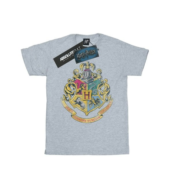 Harry Potter Girls Hogwarts Crest Cotton T-Shirt - Sports Grey