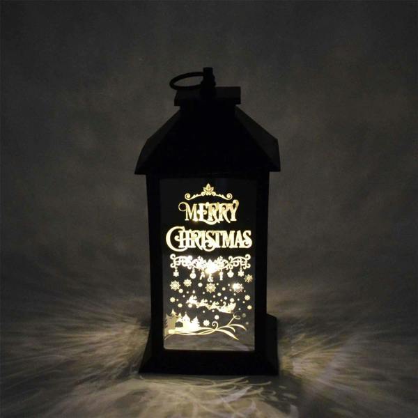 14cm Black Plastic Christmas Lantern with Warm White LED Light image 8