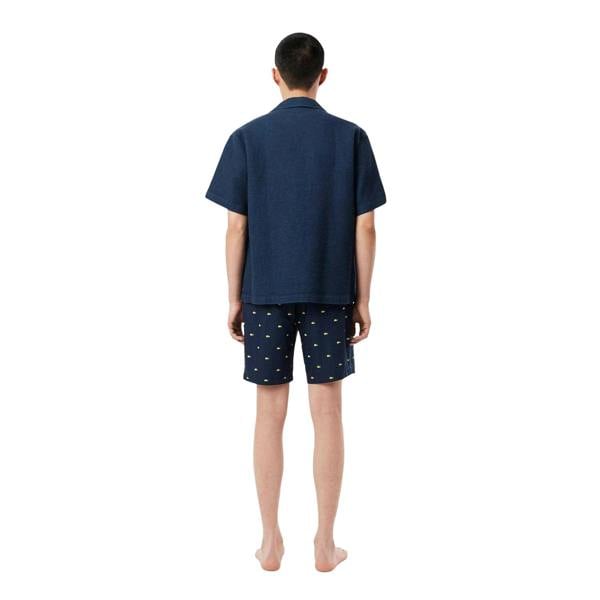 Lacoste Mens Poplin Repeat Logo Pyjama Shorts - Navy - 