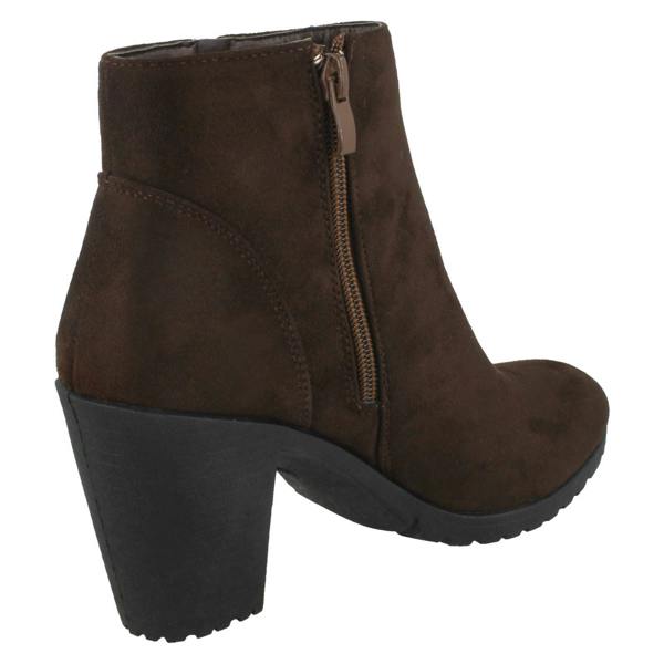 Spot On Ladies Spot On Ankle Boots With Zip Detail