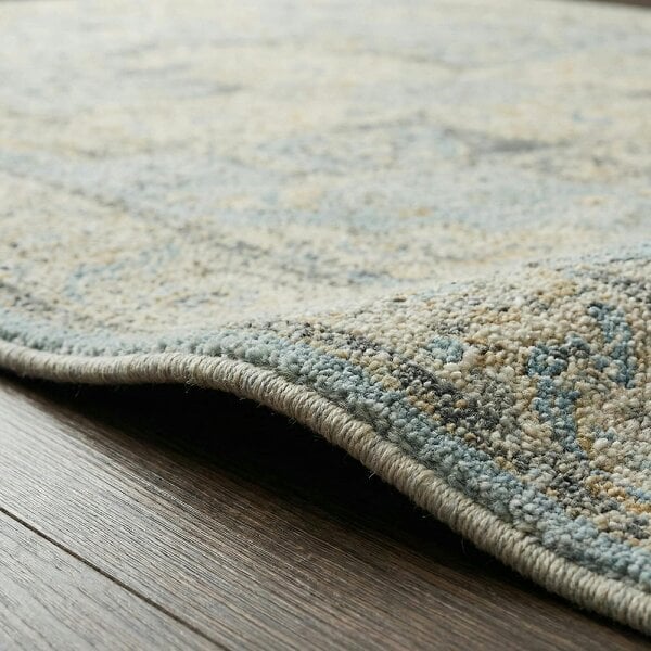 Livabliss Avellino AVL2300 Vintage Beige Blue Grey Traditional Boho High Pile Rug