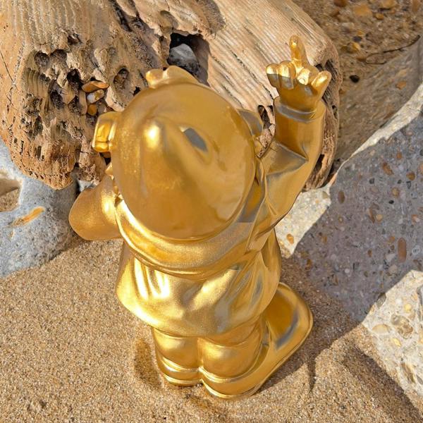 Stoobz 30cm F**k You Naughty Middle Finger Gold Gnome Ornament