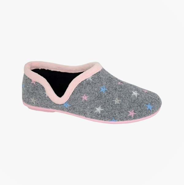 Sleepers ARIA Womens Full Slippers Grey/Pink