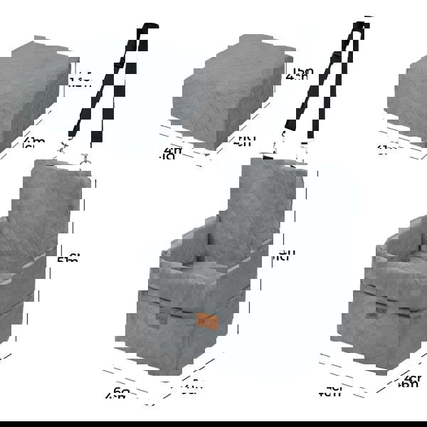 Skylos Dog Booster Car Seat Cosy Cats Pet Travel Bed with Safety Leash Grey