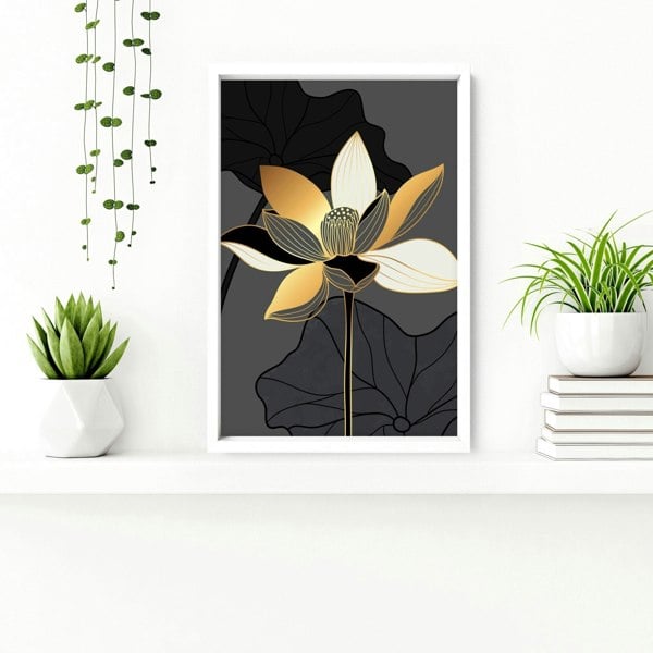 Bathroom decor black and Gold | set of 3 framed wall art