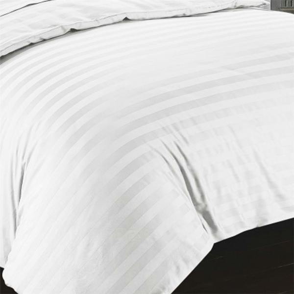 T-400 Satin Stripe White Duvet Cover Set