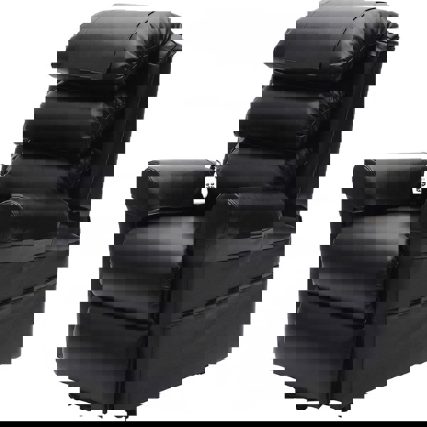 Dual Motor Rise and Recline Armchair - Waterfall Pillow - Black PU Leather Loops