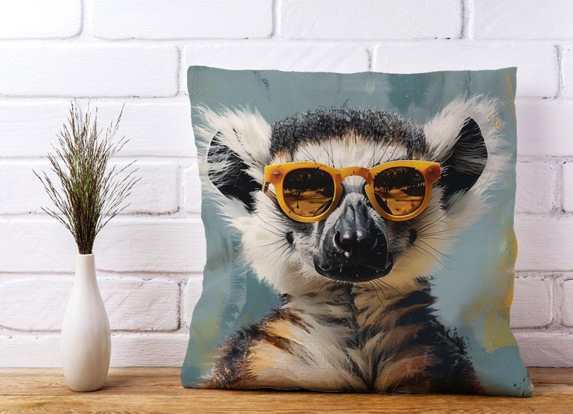 Warren Reed Lemur In Glasses Cushions