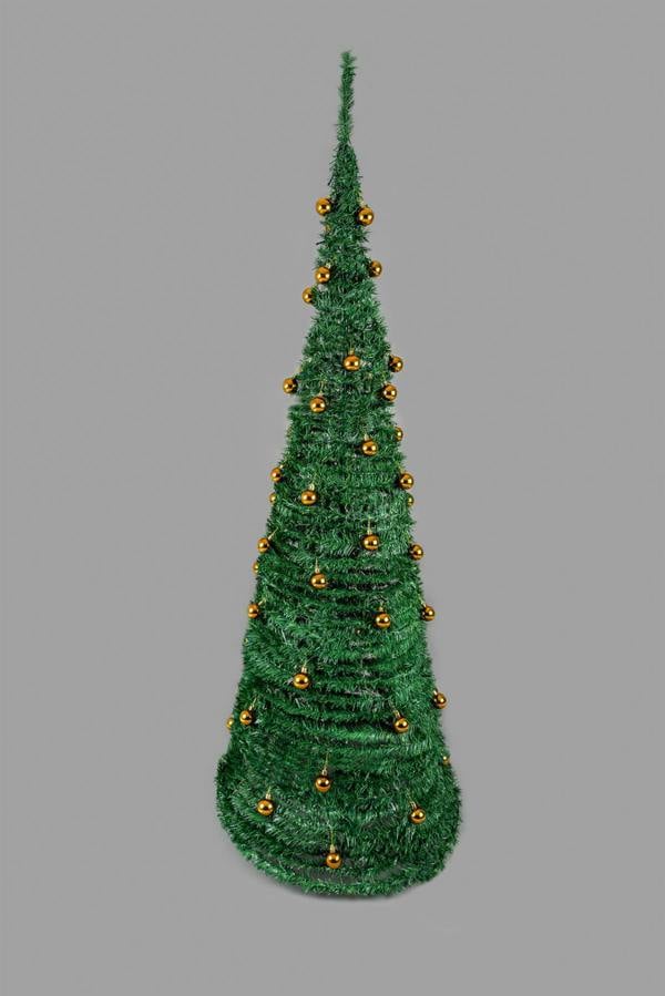 4ft, 5ft and 6ft Pre-Lit Pop-Up Christmas Tree with Warm White LEDs and Gold Baubles image 1