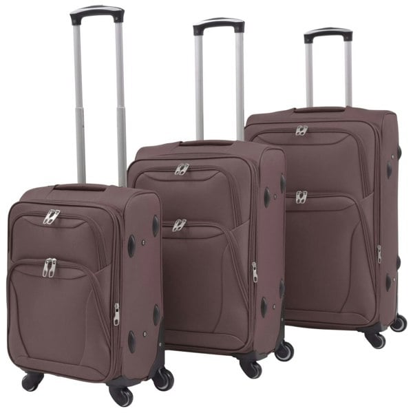 Berkfield 3 Piece Soft Case Trolley Set Coffee