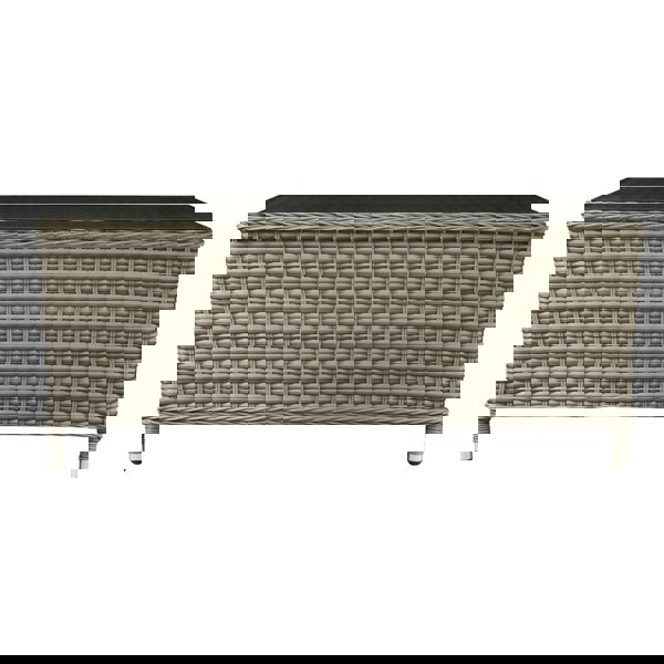 108cm Outdoor Coffee Table - Rattan Wicker & Glass Top - Garden Bistro Dining - LoopsDirect