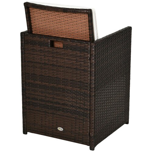Wyld Haus Nevani Rattan Brown 2 Seater Cube Garden Dining Set With Armchairs Stools And Rectangular Glass Table