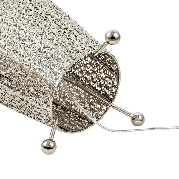 Traditional and Ornate Floral Moroccan Floor Lamp in Polished Silver Image 5